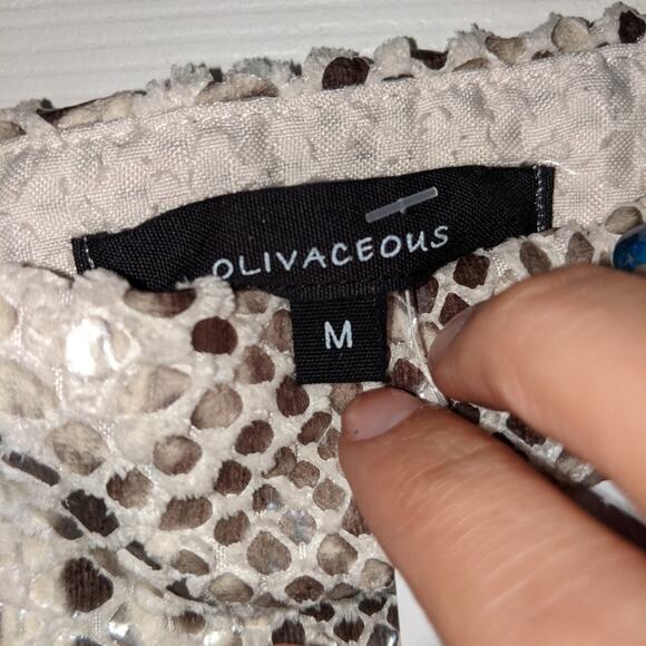 Olivaceous Vanilla Sky Tan & Brown Asymmetrical Snake Print Skirt M - Picture 7 of 16